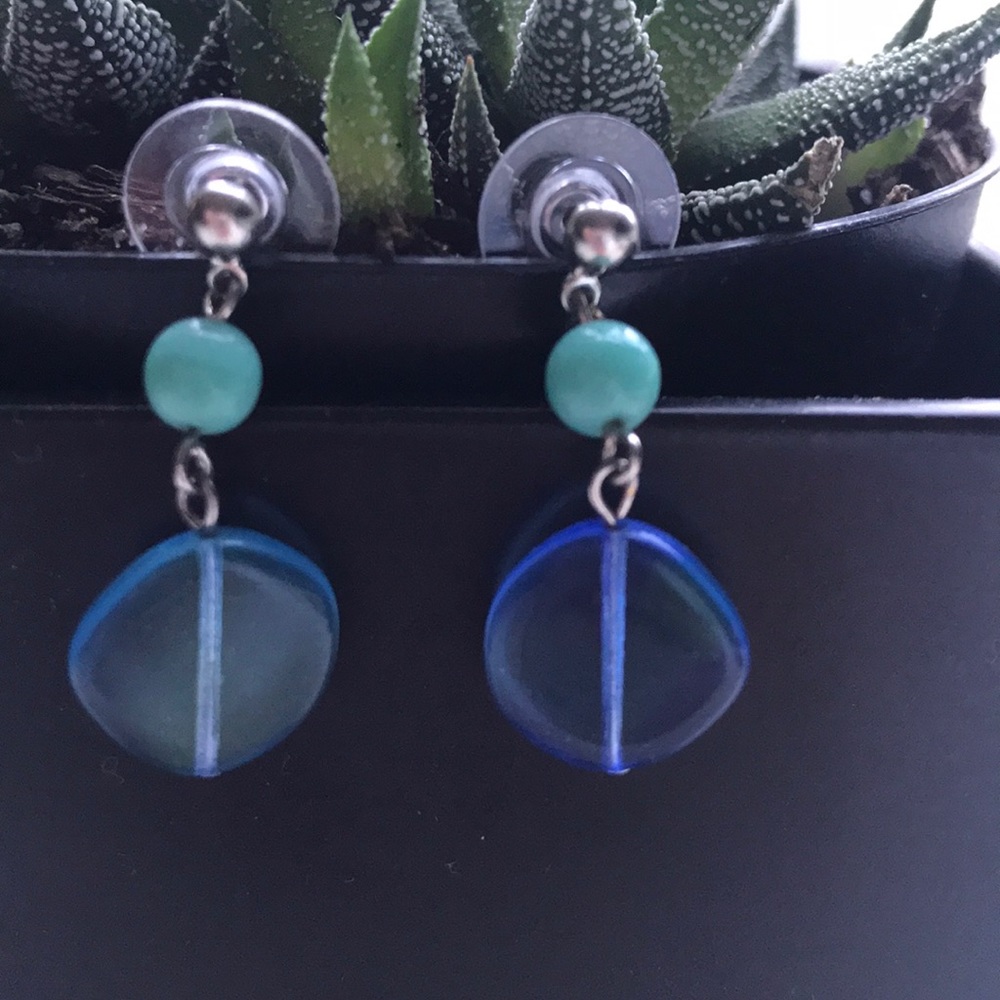 Blue/jade stone earrings